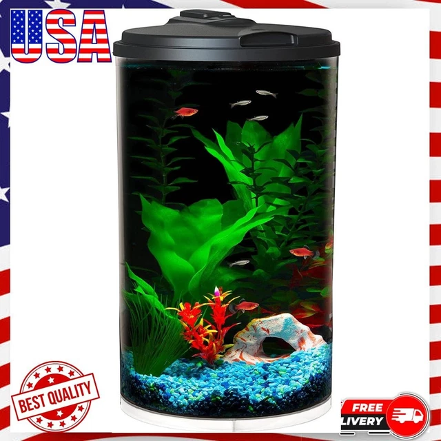 6 Gallon AquaView 360 Aquarium Kit with LED Lighting and Power Filter Clear