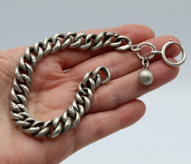 Chaîne De Montre à Gousset Châtelaine – Argent Massif (Sterling) – France, Avant 1920