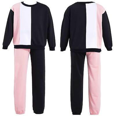 Girls Tracksuit Patchwork Color Long Sleeve T-shirt Tops Pants Sport Outfits Set