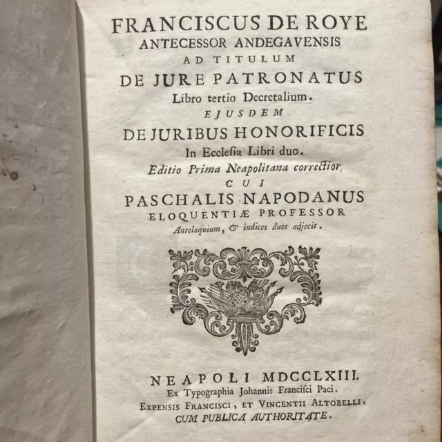 (2e) Francesco de Roye - De Jure Patronatus - 1763