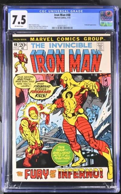 Marvel The Invincible Iron Man #48 7/72 Cgc 7.5 Vf- Firebrand Appearance 🔥