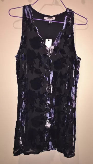 BB DAKOTA Landon Burnout Black Blue Purple Floral Velvet Dress NEW Womens XS L 3