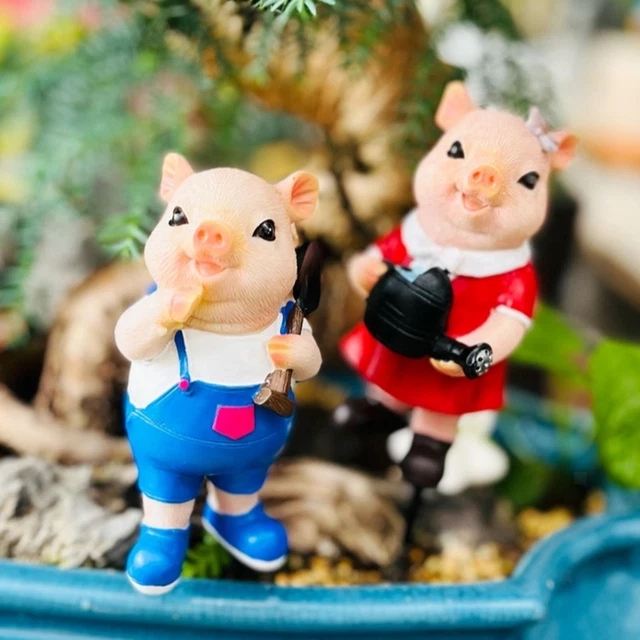 Figurine Miniature Cochon Fairy Garden - Cochon Pensif En Résine | Décoration Table, Jardin, Bureau