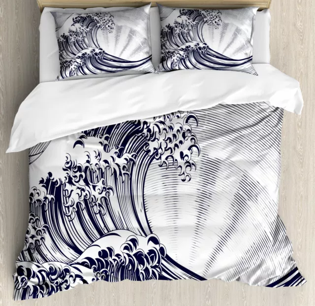 HOKUSAI DUVET COVER Set Oriental Japanese Waves £32.99 - PicClick UK