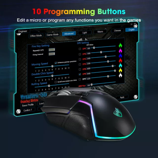 Cool 4000 DPI Mice 6 LED Buttons Wired USB Optical Gaming Mouse For Pro Gamer 3