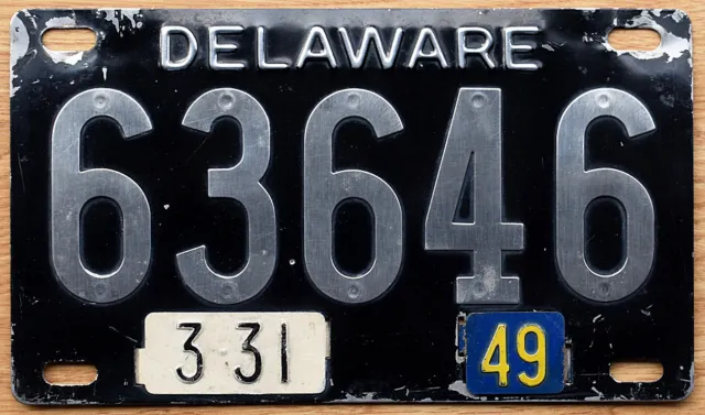 1949 Delaware License Plate · March 31, 1949 expiration