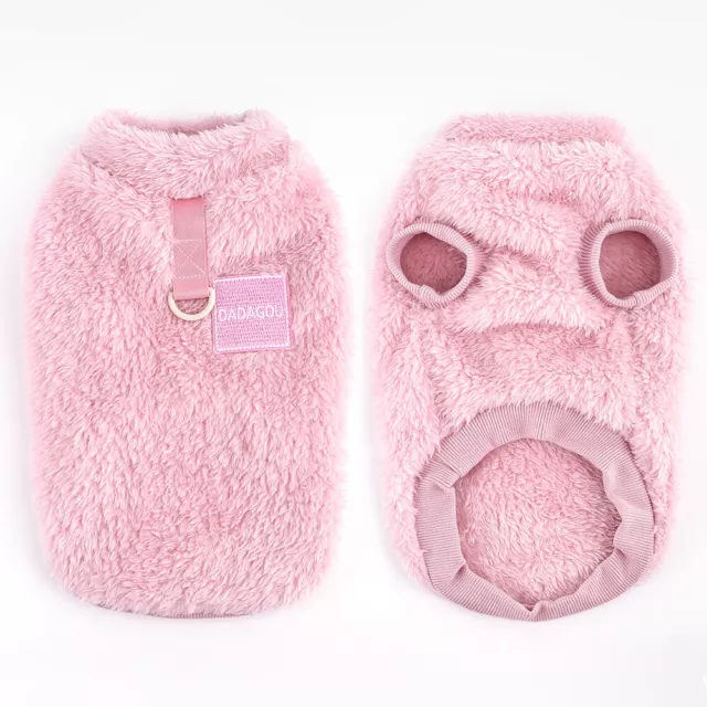 Warm Fleece Pet Dog Cat Vest Clothes Winter Puppy Jumper Coat for Girl Dogs Pink