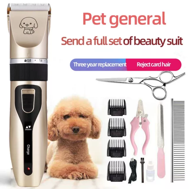 Pet Dog Electric Hair Trimmer Shaver Set Clippers Grooming Clippers Cordless AU