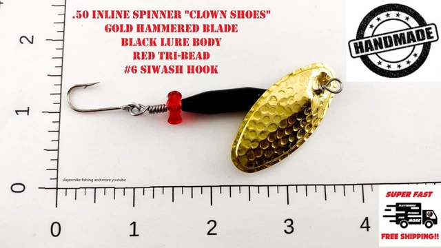 Inline Spinner .50oz Hammered -  Gold/Black - #6 Single Siwash Hook