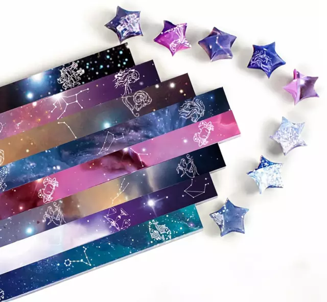 Star Paper Strips, 12 Styles Constellations Printed Origami Star Paper Strips, L