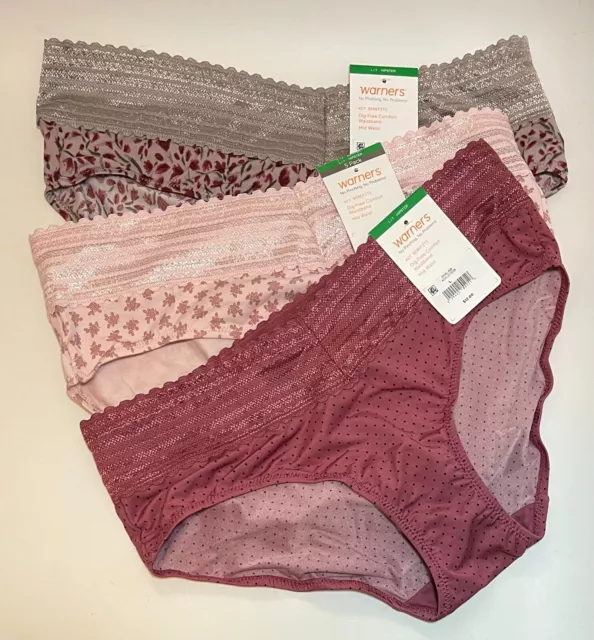 NWT MIXED LOT 3 Warner's Hipster Panties Multi Size 7/L