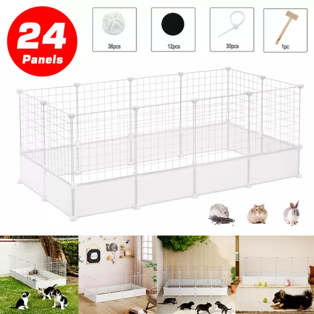 DIY 24 Panels Enclosure Pet Fence Crate Cage Dog Pen Puppy Rabbit Playpen Indoor