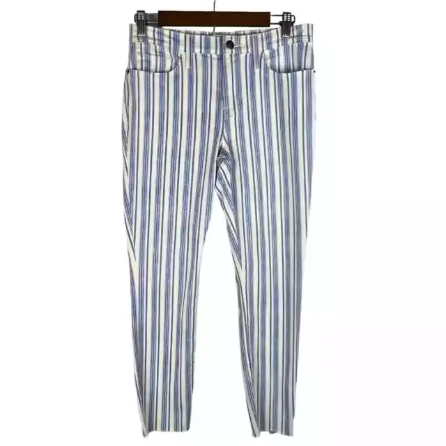 Frame Le Skinny De Jeanne Crop Striped Jeans In Dutch Blue Nwt Women's Size 29