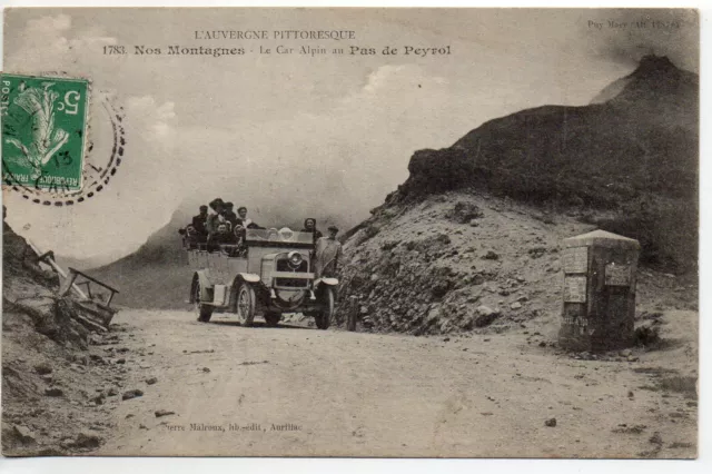 l' Auvergne - Cantal - CPA 15 - nos montagnes :  le car Alpin au Pas de Peyrol