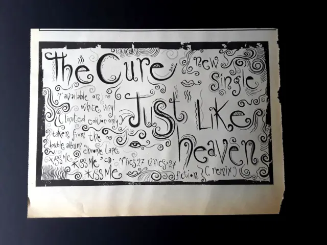 THE CURE Just Like Heaven ADVERT (Oct 1987) Rare Half Page Press Advert from NME 2
