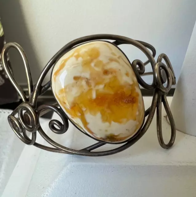 Vintage White  Butterscotch Egg Yolk Baltic Amber Bracelet