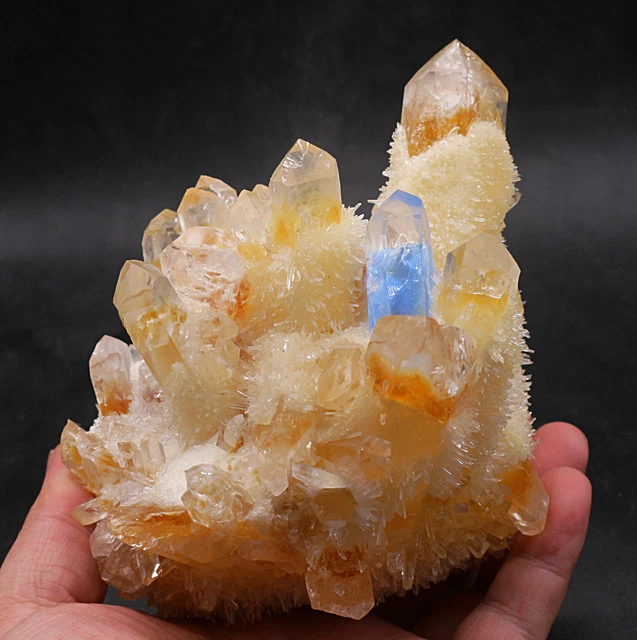 1010g New Find Yellow Phantom Quartz Crystal Cluster Mineral Specimen