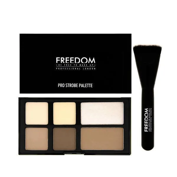 Kit Contour & Highlight Freedom Revolution Maquillaje PRO STROBE PALETA Cepillo Crema