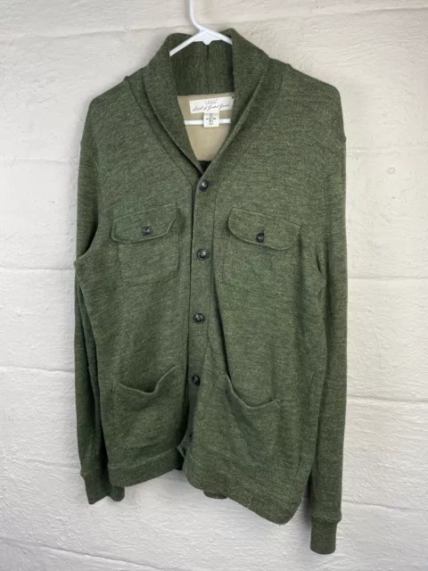 Men's H&M L.O.G.G Green Cardigan Button Front Sweater Size Large Logg