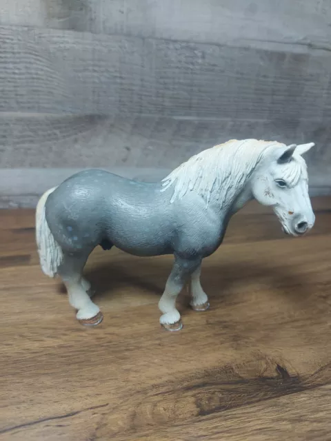 Schleich Percheron Stallion Horse Retired 2006 Grey Spotted White FREE SHIPPING