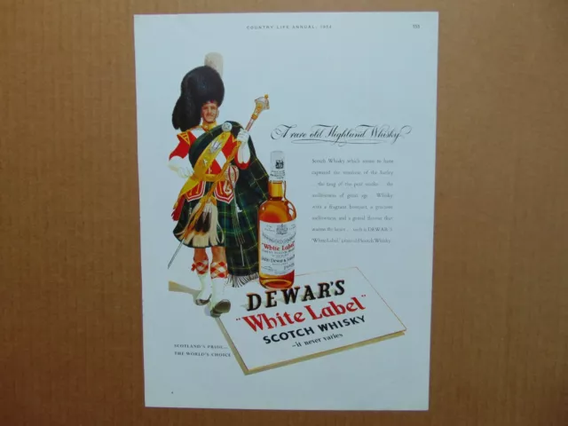 1954 DEWAR'S WHITE LABEL SCOTCH WHISKY vintage art print ad