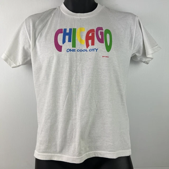 Vintage Hanes Heavyweight Chicago Graphic T-Shirt Youth L White/Multi 46/57