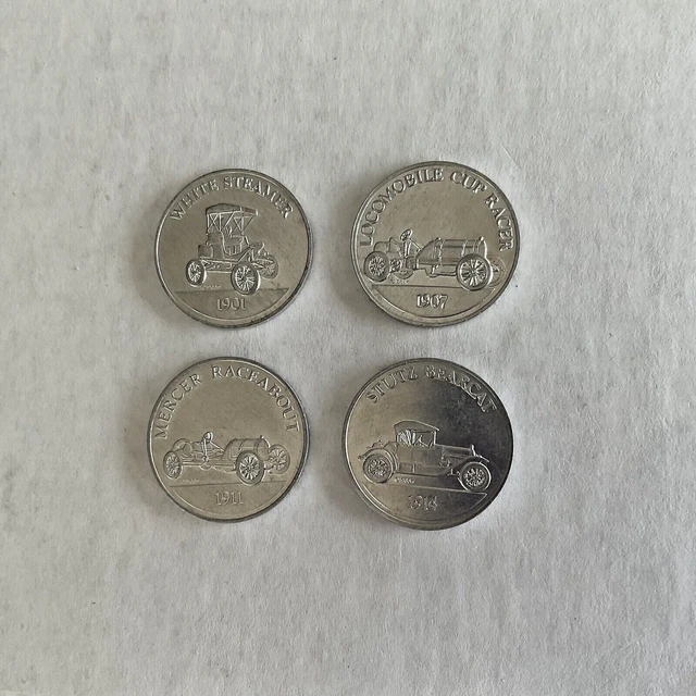 LOT OF 4 tokens~Sunoco DX Antique Car Coin Series 1~1901 1907 1911 1914