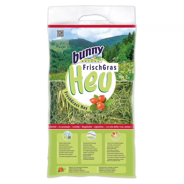 Bunny Nature Frischgras-Heu Rosa Mosqueta 500G, Nuevo