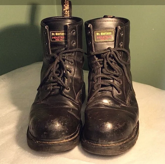 Dr Martens Industrial Steel Toe Cap Black Leather Safety Boots Size Uk 11.