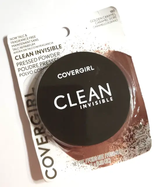 Covergirl Clean Invisible Pressed Powder, Vegan, 180 Golden Caramel, 0.38 oz