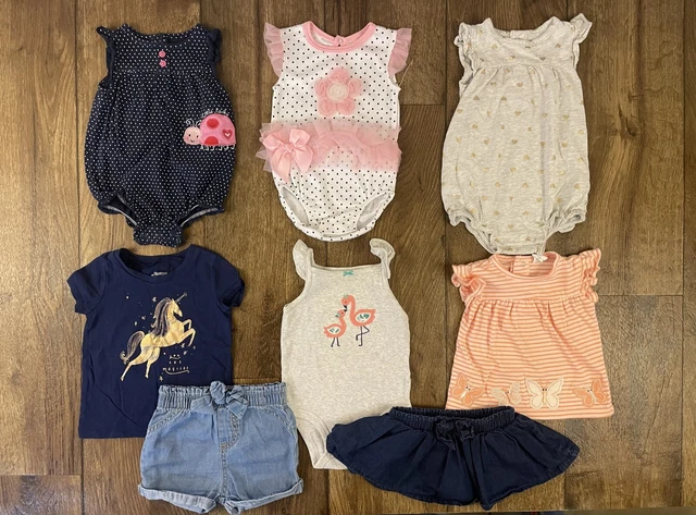Carter’s Baby Girl 6/9 9 Months Romper Outfits Shorts Lot Clothes Bundle Summer