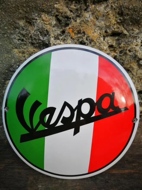 Plaque émaillée VESPA enamel sign no lambretta Solex Ducati Peugeot