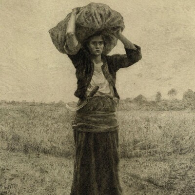 Eau forte originale Margelidon XIXe Jules Breton L'étoile du Berger 