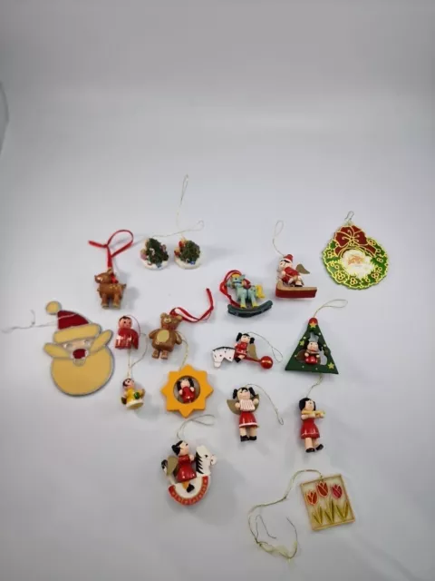 Job Lot Of Vintage Christmas Decorations Tree Ornaments Wooden Hanging Toys