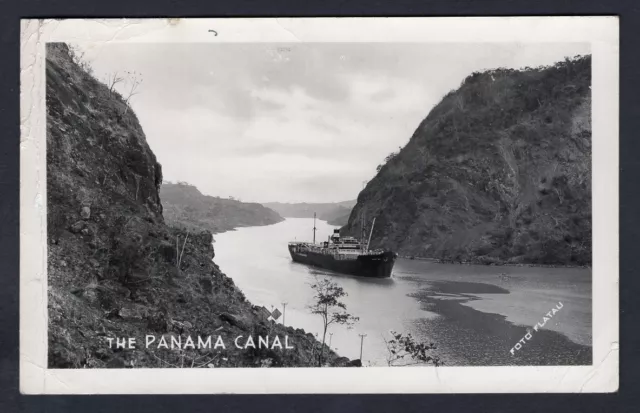 GB 1945 RN Navy Depot Ship HMS DUNGENESS on Panama Canal Postcard to Canada 3