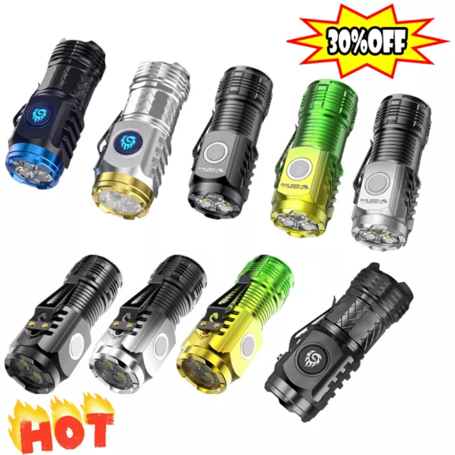 Mini LED Flashlight Super-Bright Keychain Pocket Magnetic Torch USB-Rechargeable 2