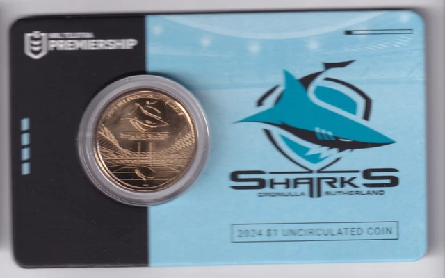 AUSTRALIAN: 2024 $1 Nrl Rugby Cronulla Sharks Unc Coin On Card - Scarce ...