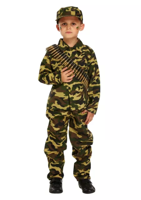 Child Boys KIDS ARMY SOLDIER COSTUME Fancy Dress Party Uniform Military Outfit 2