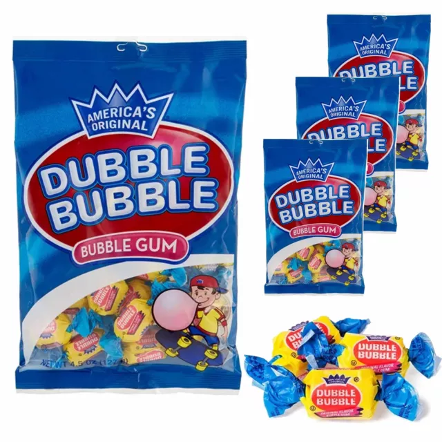 4 Bags Original Flavor Dubble Bubble Gum Chewing Candy Party Favor 4.5oz Each