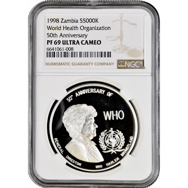 Zambia 5000 kwacha 1998, NGC PF69 UC, "World Health Organization" Top Pop 1/0