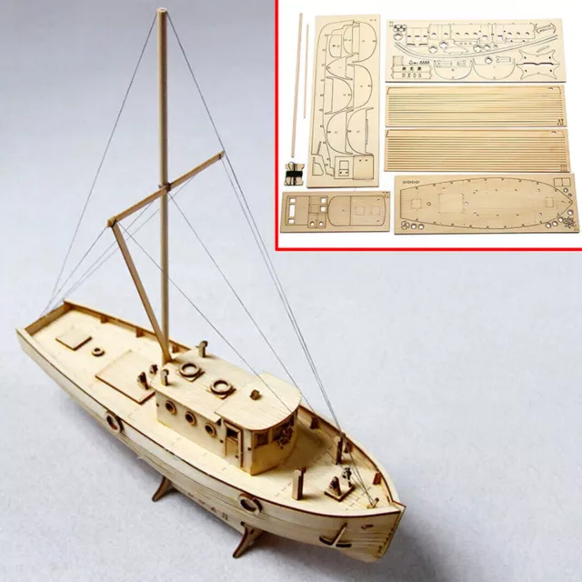 1:30 Kit de construction de modèle assemblé de bateau de pêche en bois