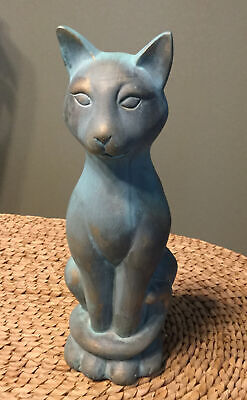 Meico,Inc. -Charming VTG Verdigris Patina Cat Figurine! Eye -Catching Beauty!