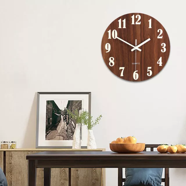 Dia 30cm Modern Luminous Wood Wall Clock Art Wall Clock Living Room Wall Decor 2