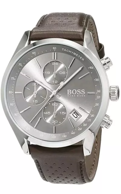 HUGO BOSS HB1513476 Grand Prix Mens Leather Strap Chronograph Watch NEW ...