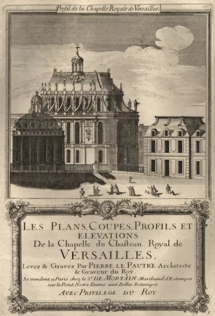 Paris Versailles Schlosskapelle Original Kupferstich Pierre le Pautre