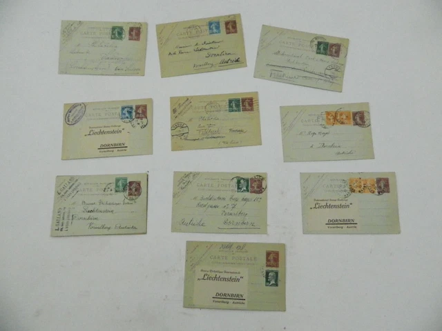 10 Ganzsachen Postkarten Umschläge mit Briefmarken aus alten Zeiten K-2577