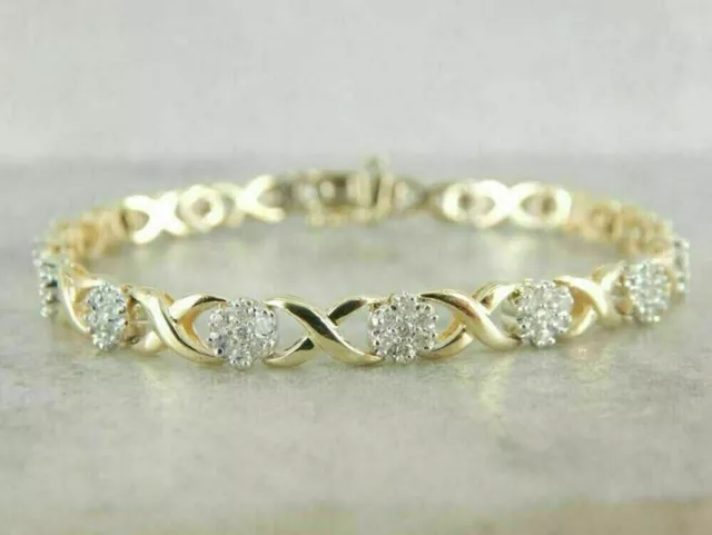 6 Ct Round Cut Simulated Diamond 925 Yellow Gold Plated Women's Tennis Bracelet