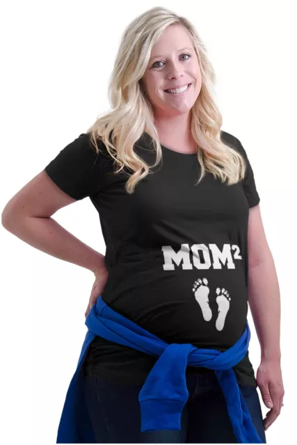 Mom Squared Pregnancy Announcement Mothers Womens Maternity Pregnancy T Shirts 3