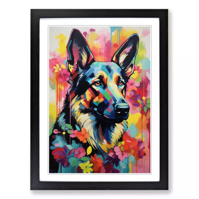 German Shepherd Modern No.2 Wall Art Print Framed Canvas Picture Poster Decor