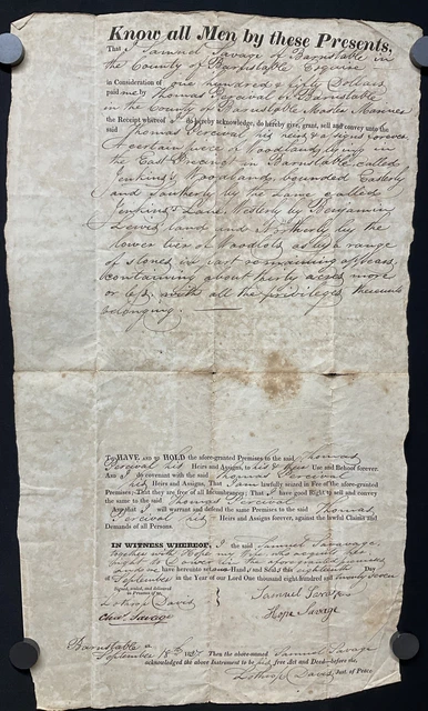 1827 Dr. Samual Savage & Barnstable, Massachusetts Historical Document Signed MA